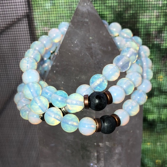Opal Crystal Bracelets W/ Rose & Shungite Crystal - Picture 2 of 14